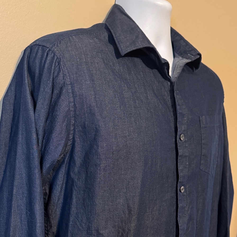 Claiborne Men's Casual Button Down Shirt - Dark Blue - Picture 5 of 10